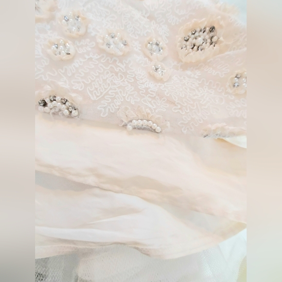 $9,000 OSCAR DE LA RENTA IVORY SILK CRYSTAL BEAD PEARL RUNWAY GOWN US M - Picture 4 of 16